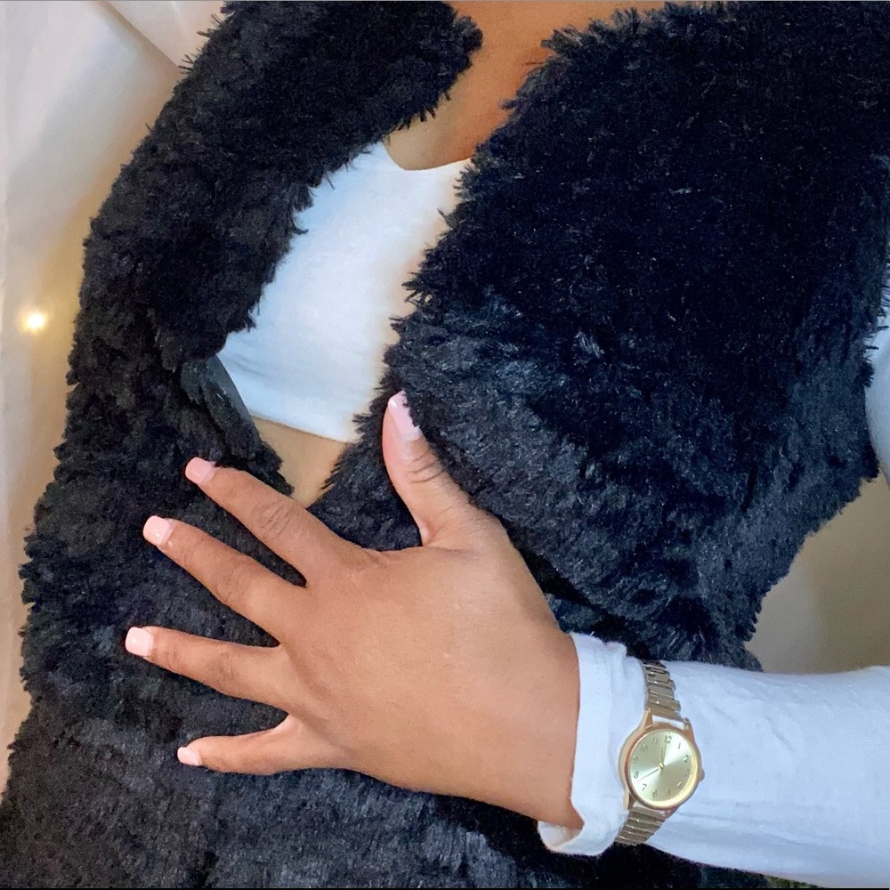 Black Faux Fur Vest